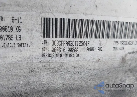 2012 Fiat 500 Pop из США, поврежденный, VIN 3C3CFFAR3CT125047